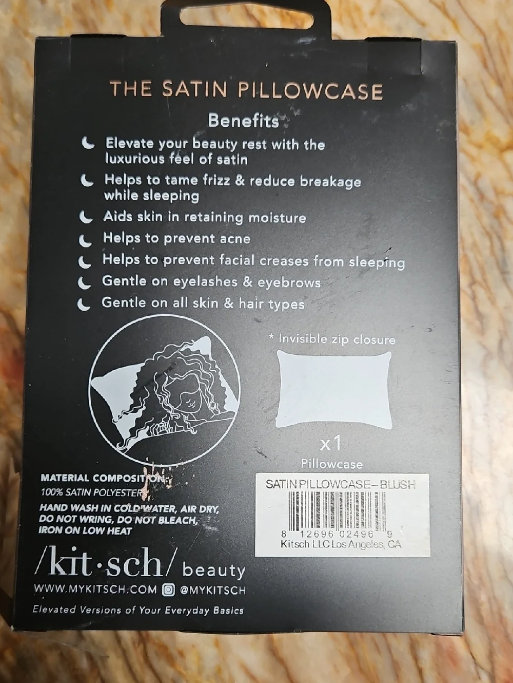 KITSCH Satin Pillowcase, Light Blush Pink NEW